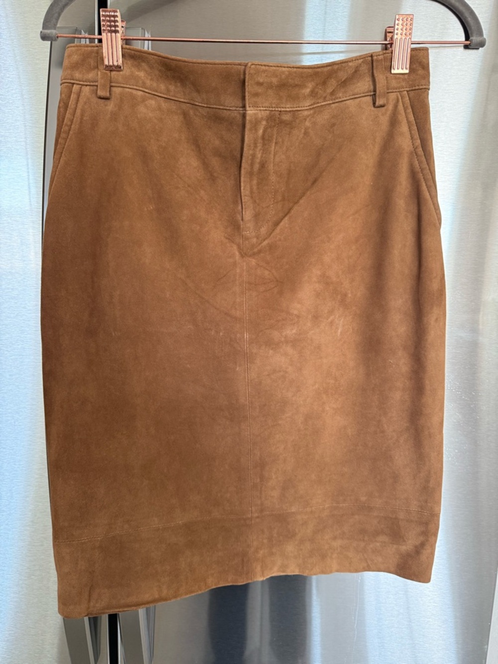 Ralph Lauren Suede Leather Pencil Skirt Brown Size 2 NWT $998 MSRP